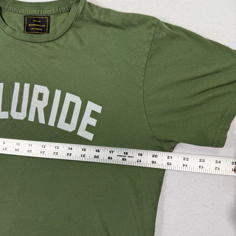 Telluride T Shirt Mens L Olive Green Garment Dyed Tee Made in USA Colorado - Picture 6 of 7